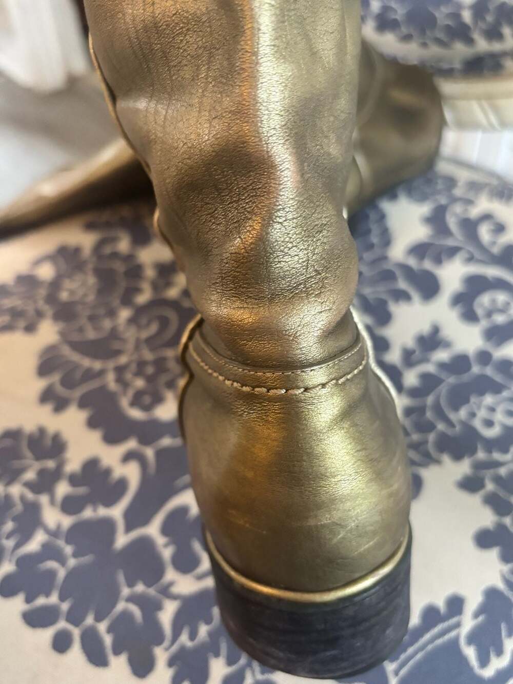 Chanel Metallic Gold Leather CC Tall Boots - Picture 16 of 16